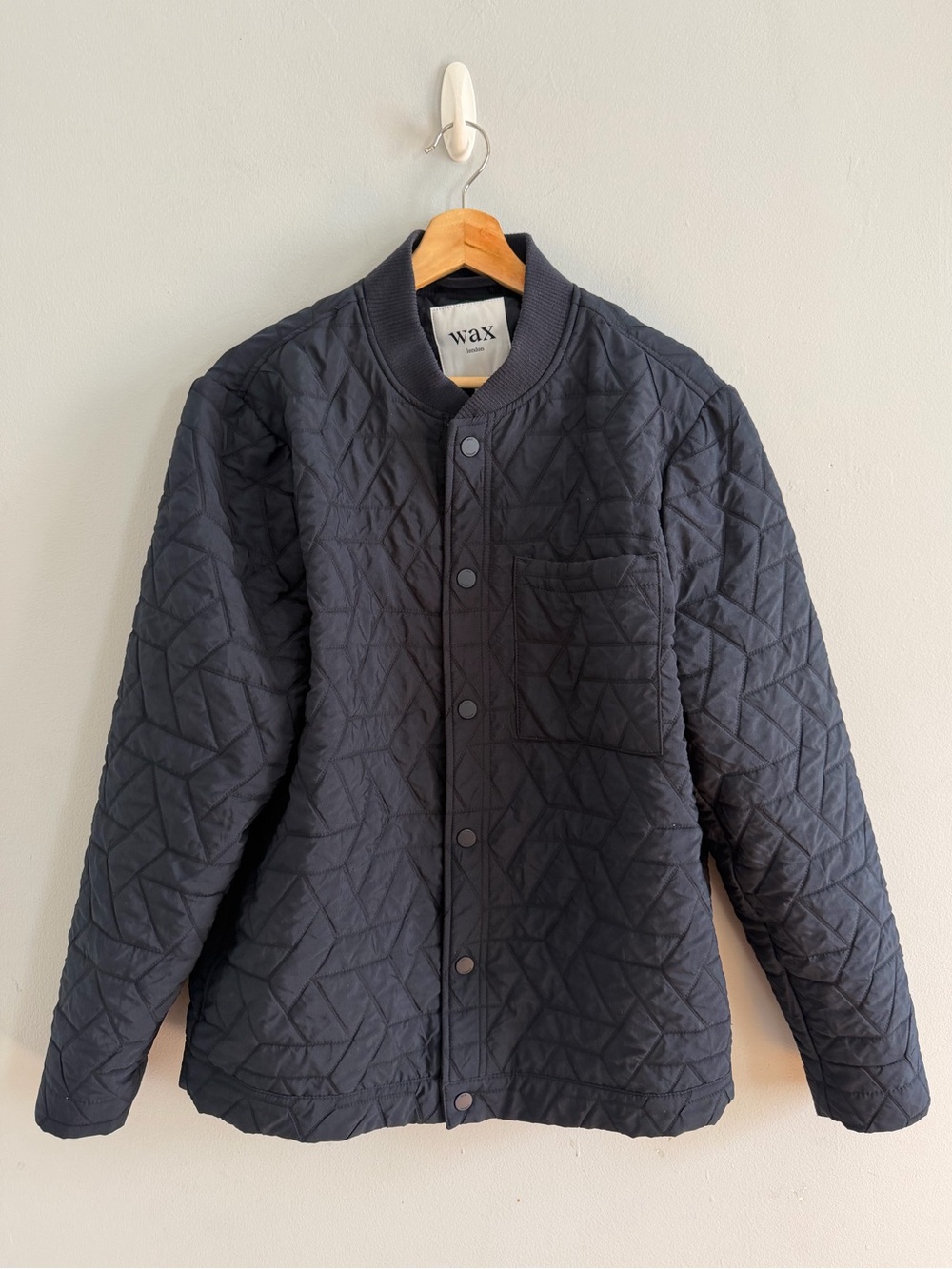 Wax London Men’s Sung Jacket Quilted Navy Blue Size M